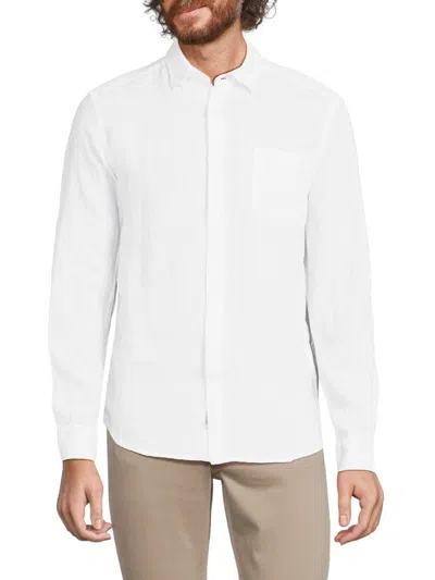 Heritage Report Collection Men's Crosshatch Linen Shirt In White