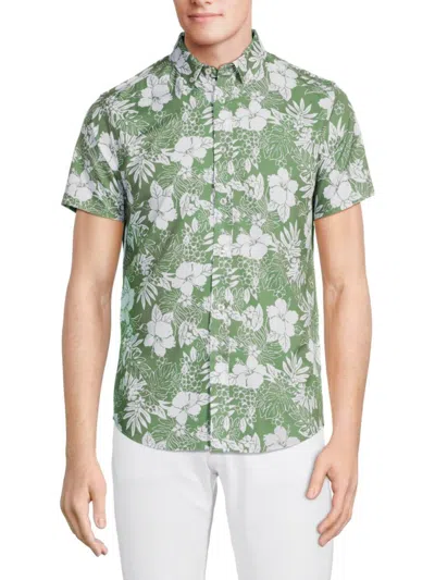 Heritage Report Collection Men's Floral Button Down Collar Shirt In Green