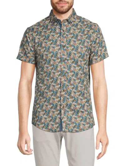 Heritage Report Collection Men's Floral Shirt In Blue Multi