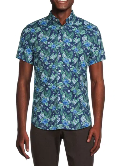 Heritage Report Collection Men's Floral Short Sleeve Shirt In Navy