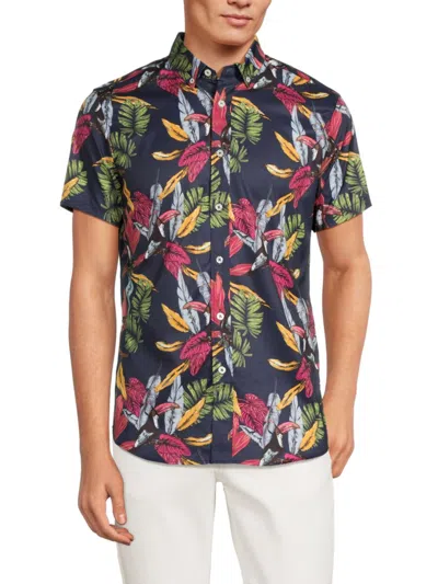 Heritage Report Collection Men's Tropical Button Down Shirt In Navy