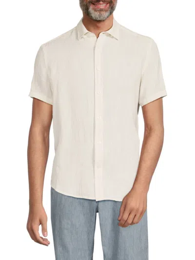 Heritage Report Collection Men's Short Sleeve Linen Shirt In Ivory
