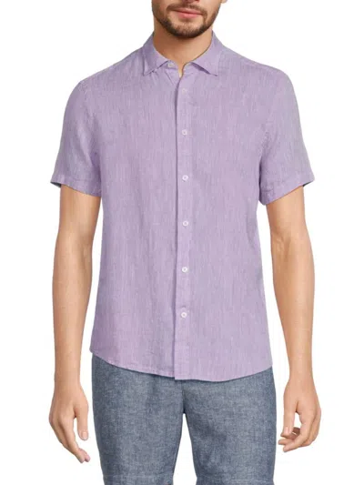Heritage Report Collection Men's Short Sleeve Linen Shirt In Lavender