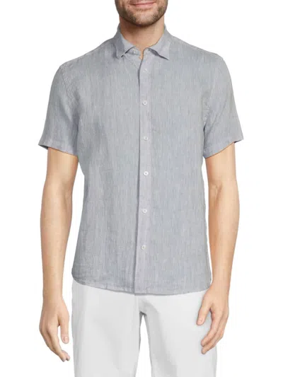 Heritage Report Collection Men's Short Sleeve Linen Shirt In Light Grey