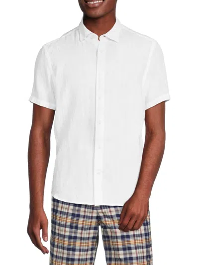 Heritage Report Collection Men's Short Sleeve Linen Shirt In White