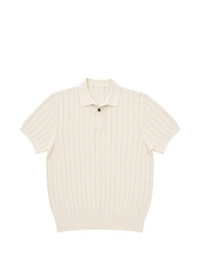 Heritage Ribbed-knit Polo Shirt In Neutral
