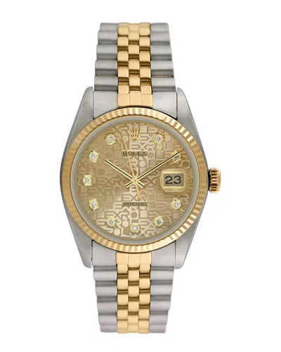 Heritage Rolex Rolex Men's Datejust Diamond Watch, Circa 1990s () In Gold
