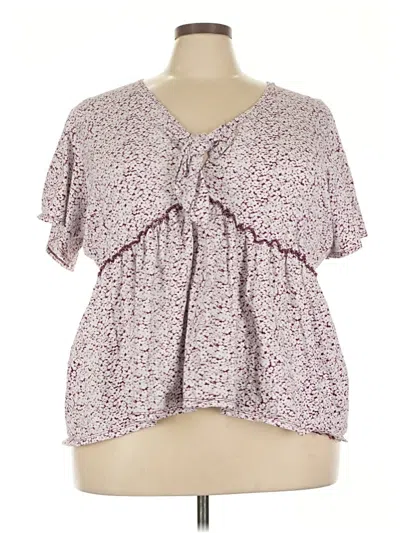 Pre-owned Heritage Short Sleeve Blouse In Burgundy