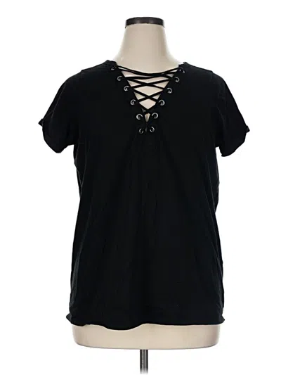 Pre-owned Heritage Short Sleeve Top Black Keyhole Neckline Tops