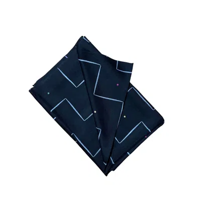 Heritagemoda Men's Stripes & Dots Black Embroidered Cashmere Wool Silk Scarf
