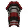 Heritagemoda Women's Black / Red / Grey Handwoven Cotton Red, Grey And Black Striped Kaftan – Lightweight, Elegan In Black/red/grey