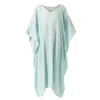 Heritagemoda Women's Blue / Green Organic Silk Cotton Light Teal Long Kaftan
