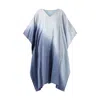 Heritagemoda Women's Blue / Grey Ombré Kaftan In Slate Blue & Pale Dusty Blue – Organic Peace Silk Cotton Blend, 