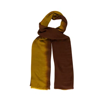 Heritagemoda Women's Brown / Neutrals Handwoven Ombré Brown Cashmere Scarf