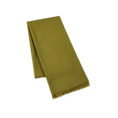 Heritagemoda Women's Green Handwoven Olive Moss Wool Silk Scarf