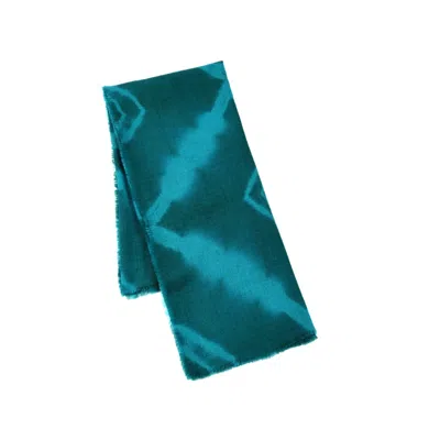Heritagemoda Women's Green Luxury Dark Teal Tie-dye Cashmere Scarf – Soft Lightweight Wrap
