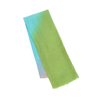 Heritagemoda Women's Green / Pink / Purple Multicolour Dip Dye Ombré Linen Scarf