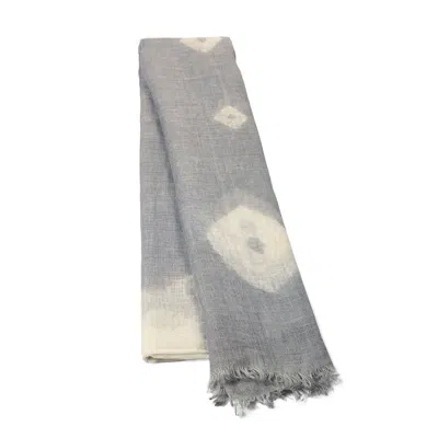 Heritagemoda Women's Grey / Neutrals Handmade Light Grey Tie-dye Linen Scarf In Multi
