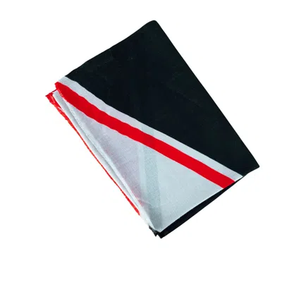 Heritagemoda Women's Grey / Red / Black Hand Painted Geometric Classic Wool-silk Scarf
