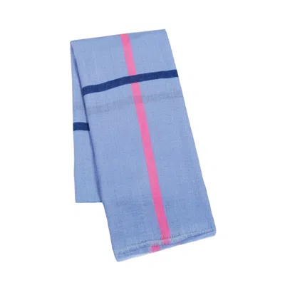 Heritagemoda Women's Handpainted Light Blue Wool Silk Scarf