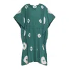 Heritagemoda Women's Handwoven Cotton Emerald Green Tie Dye Kaftan In Green
