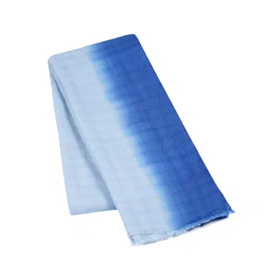 Heritagemoda Women's Handwoven Dip-dye Blue Oversized Wool Scarf