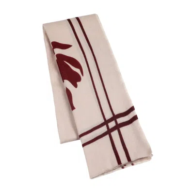 Heritagemoda Women's Neutrals / Red / Orange Luxury Wool-silk Scarf – Hand-painted Sand With Rust & Amber Floral  In Multi