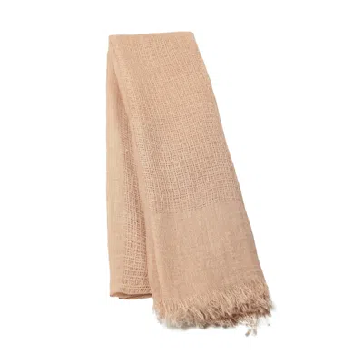 Heritagemoda Women's Neutrals / Rose Gold Handmade Nude Beige Linen Scarf