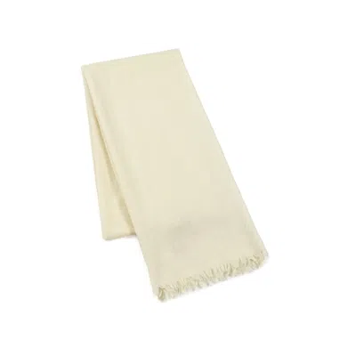 Heritagemoda Women's Neutrals / White Handwoven Cream Wool Silk Scarf With Hand-embroidered Paisley Corners