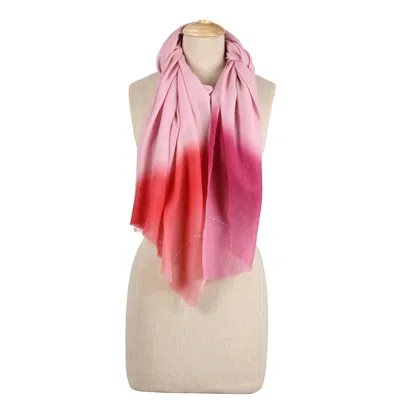 Heritagemoda Women's Orange Ombré Rose Blush Wool Scarf