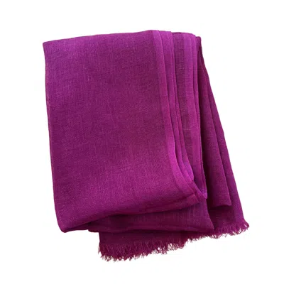 Heritagemoda Women's Pink / Purple / Red Classic Plum Summer Handwoven Linen Scarf