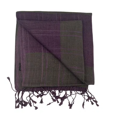 Heritagemoda Women's Red / Black Fine Wool Scarf In Charcoal Plum - Handwoven Fair Trade In Red/black