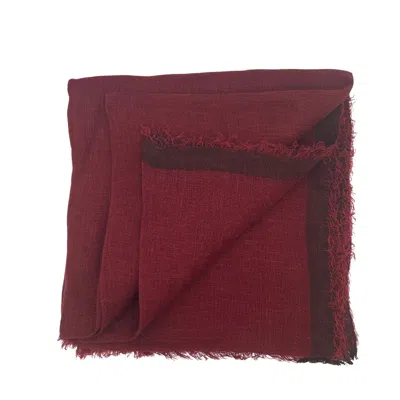 Heritagemoda Women's Red Premium Burgundy Extra Large Linen Scarf - Handwoven Fair Trade