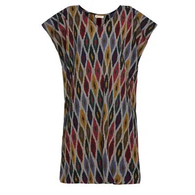 Heritagemoda Women's Red / Yellow / Orange Handwoven Multicolored Ikat Kaftan Dress – Artisanal & Effortlessly Ch