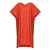 Heritagemoda Women's Red / Yellow / Orange Orange-red Handwoven Cotton Linen Kaftan – Elegance With Breezy Comfor