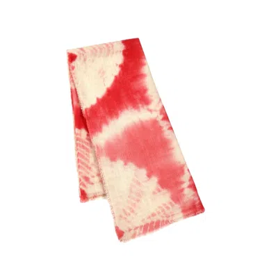 Heritagemoda Women's White / Red Handmade Cashmere Square Scarf – Red & White Tie-dye Luxury Wrap In White/red
