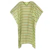Heritagemoda Women's Yellow / Orange / Green Lime Yellow Kaftan With Green & Blue Stripes – Breezy & Vibrant Summ In Yellow/orange/green