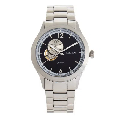 Heritor Antoine Automatic Black Dial Men's Watch Hr8502 In Silver Tone/black