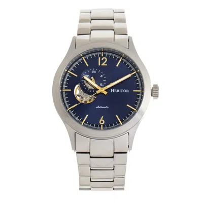 Heritor Antoine Automatic Blue Dial Stainless Steel Men's Watch Hr8503 In Blue/silver Tone