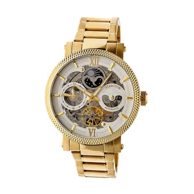 Heritor Aries Automatic Day And Night Silver Dial Men's Watch Hr4403 In Silver Tone/gold Tone