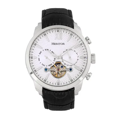 Heritor Arthur Automatic Silver Dial Men's Watch Hr7901 In Black