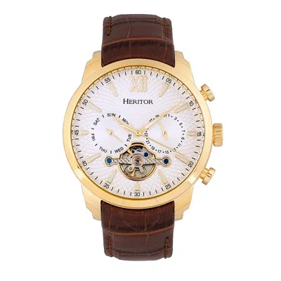 Heritor Arthur Automatic Silver Dial Men's Watch Hr7904 In Brown