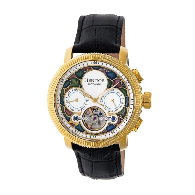 Heritor Aura Automatic White Dial Men's Watch Hr3505 In Black / Gold Tone / White / Yellow