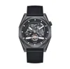 Heritor Automatic Amadeus Semi-skeleton Leather-band Watch In Black
