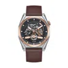 Heritor Automatic Amadeus Semi-skeleton Leather-band Watch In Brown