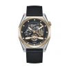 Heritor Automatic Amadeus Semi-skeleton Leather-band Watch In Gold/black