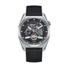 Heritor Automatic Amadeus Semi-skeleton Leather-band Watch In Silver
