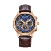 Heritor Automatic Apostle Leather-band Watch W/ Day/date In Rose Gold/brown