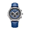 Heritor Automatic Apostle Leather-band Watch W/ Day/date In Silver/blue