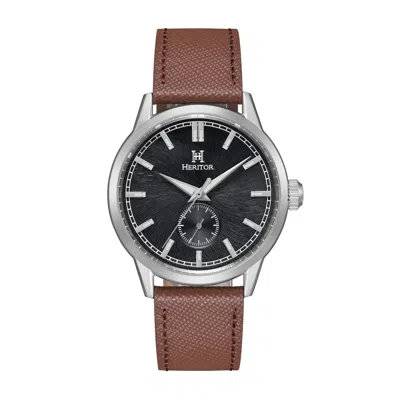Heritor Automatic Argento Leather-band Watch In Brown